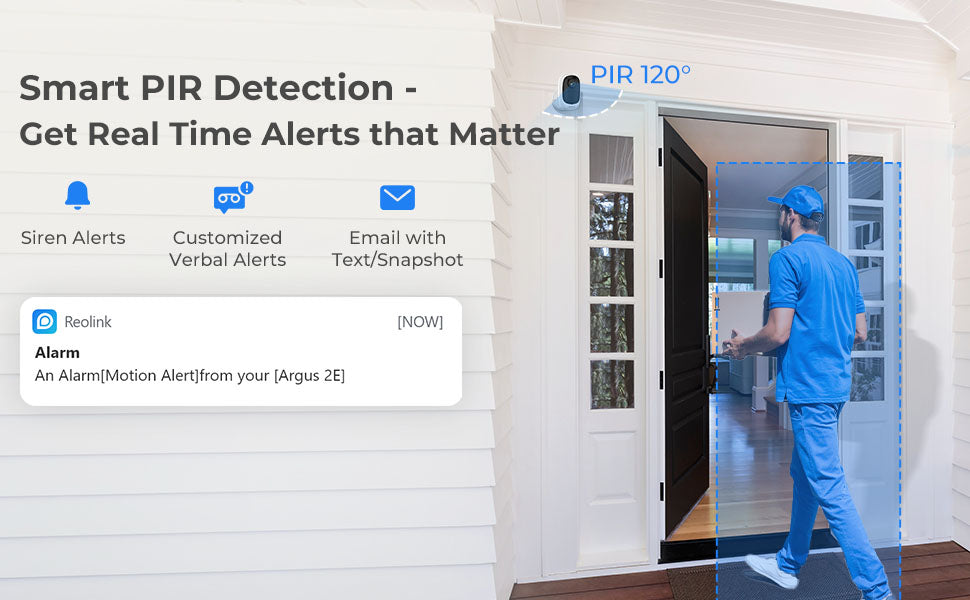 Reolink Security Camera Outdoor Wireless, Argus 2E + Solar Panel, Wifi Camera 1080P Night Vision, 2-Way Audio, PIR Motion Detection, Battery Operated Security Camera Works with Alexa/Google Assistant