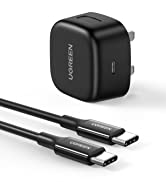 UGREEN 65W USB C Charger Plug 2-Port GaN Type C Fast Wall Power Adapter Compatible with Macbook Pro/Air, iPhone 13, iPad Air/Mini 6, Galaxy S22/S21, Pixel 6, Dell XPS, Asus Acer Laptop etc (Black)