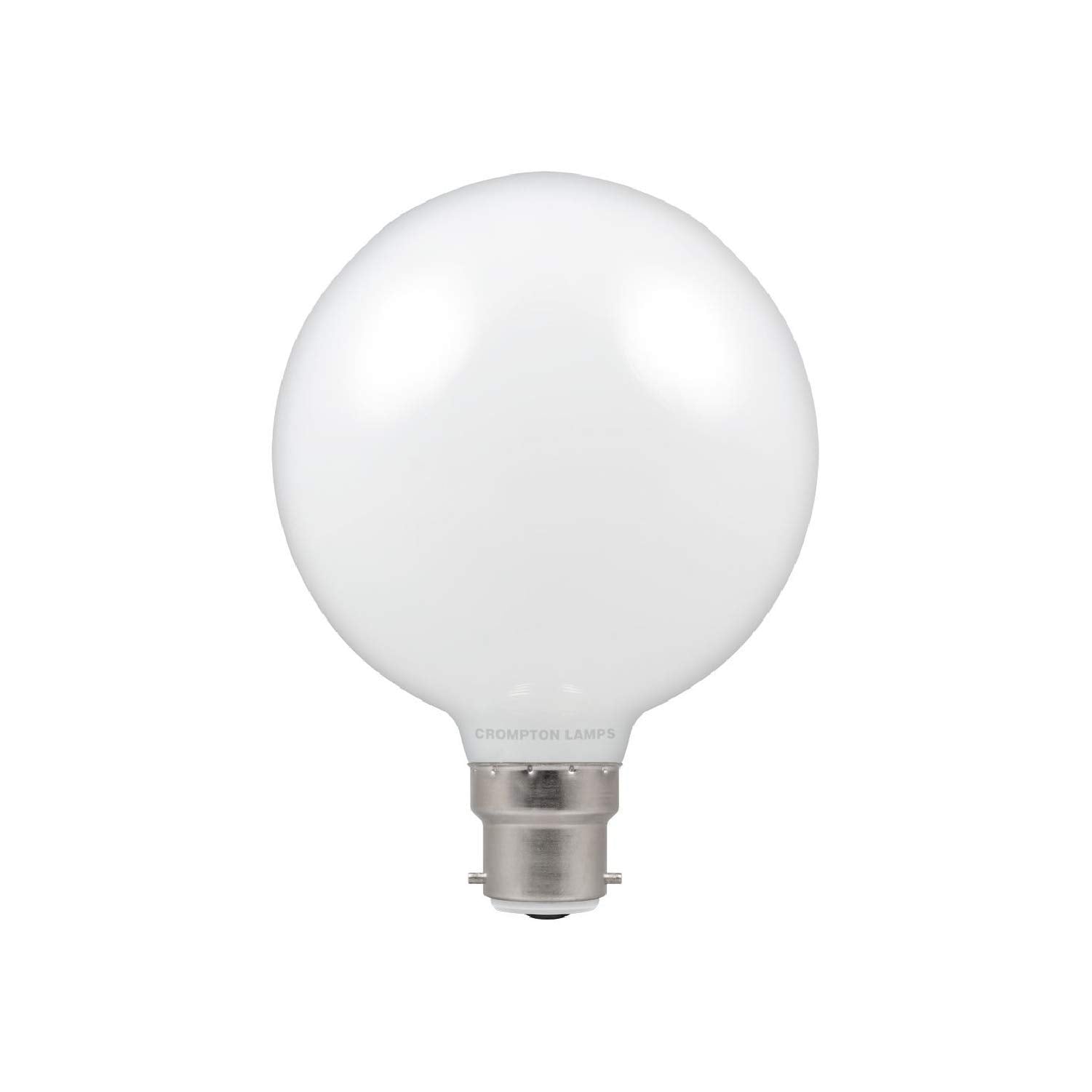 Crompton Lamps LED G95 Globe 7W BC-B22d Dimmable (60W Equivalent) 2700K Warm White Opal 806lm BC Bayonet B22 Large Light Bulb