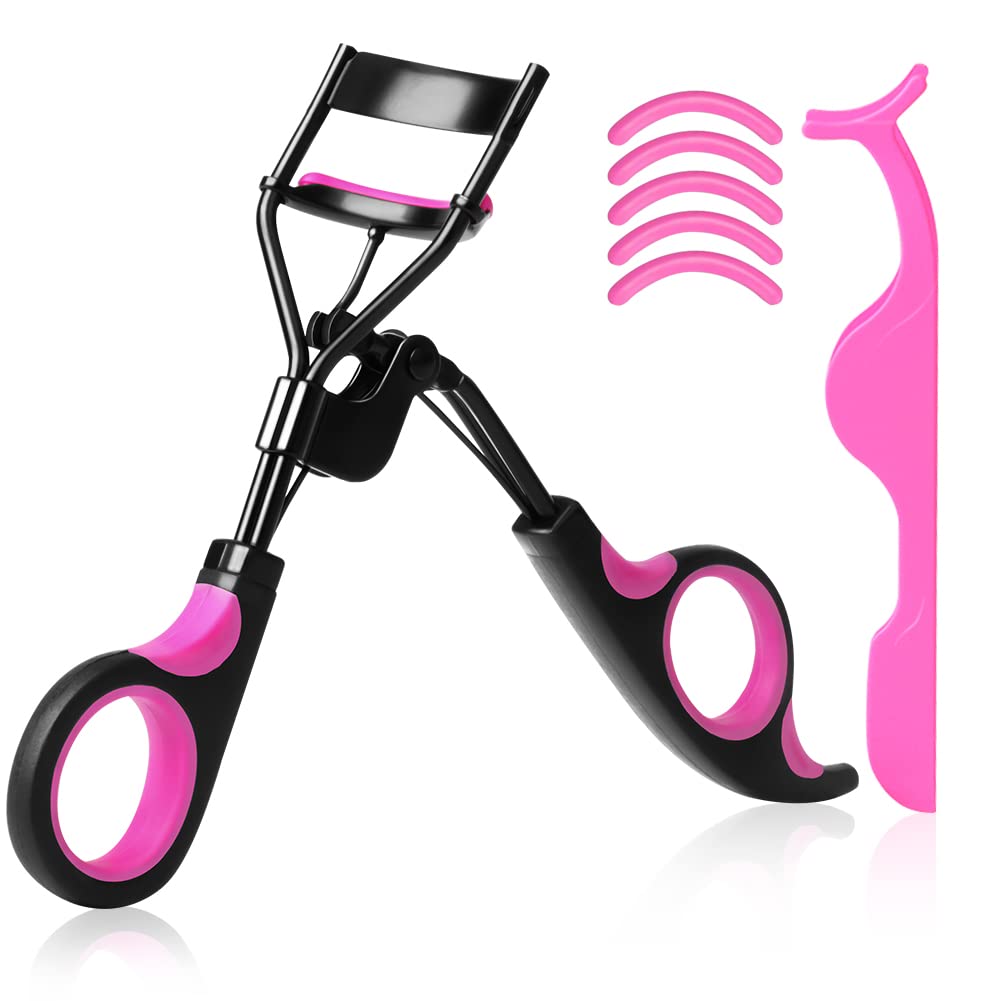 Eyelash Curler, Professioner Lash Curler With with 5 Extra Silicone Replacement Pads Fits All Eye Shape Essential Cosmetic Makeup Tools for Women