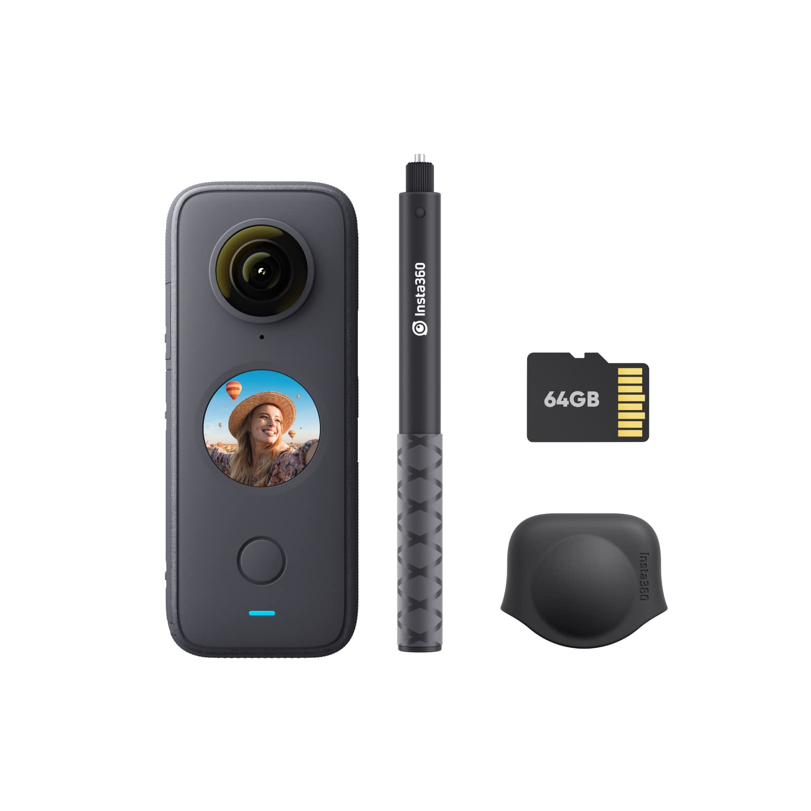 Insta360 ONE X2 Selfie Stick Kit - 360 Degree Waterproof Action Camera, 5.7K 360, Stabilization, Touch Screen, AI Editing, Live Streaming, Webcam, Voice Control