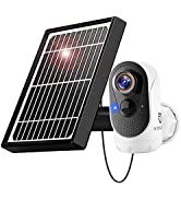 WONGKUO Solar Security Camera Outdoor Wireless - WiFi Rechargeable Battery Powered Camera with Solar Panel, 1080P Smart Home CCTV Camera PIR Human Detection, Night Vision, 2-Way Audio, Waterproof