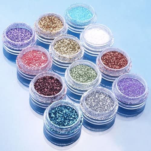 MOTTDAM 12pcs Color Glitter Dust Powder Tip Decoration Nail Art