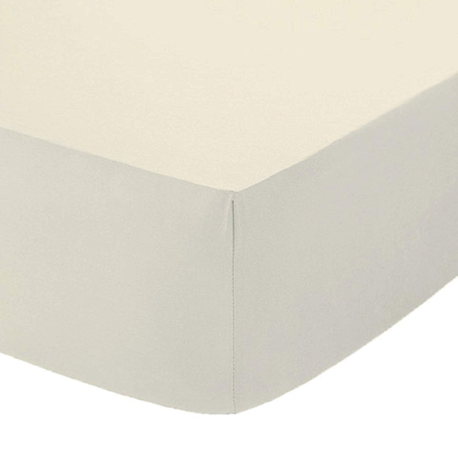 British Home Bedding Percale Extra Deep 16"/40cm Fitted Sheet (Cream, Super King)