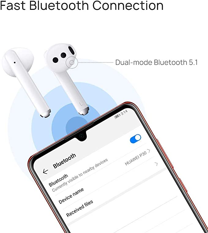 HUAWEI FreeBuds 3 - Wireless Bluetooth Earphone with Intelligent Noise Cancellation (Kirin A1 Chipset, Ultra-Low Latency, Fast Bluetooth Connection, 14 mm Speaker, Quick Wireless Charging), White
