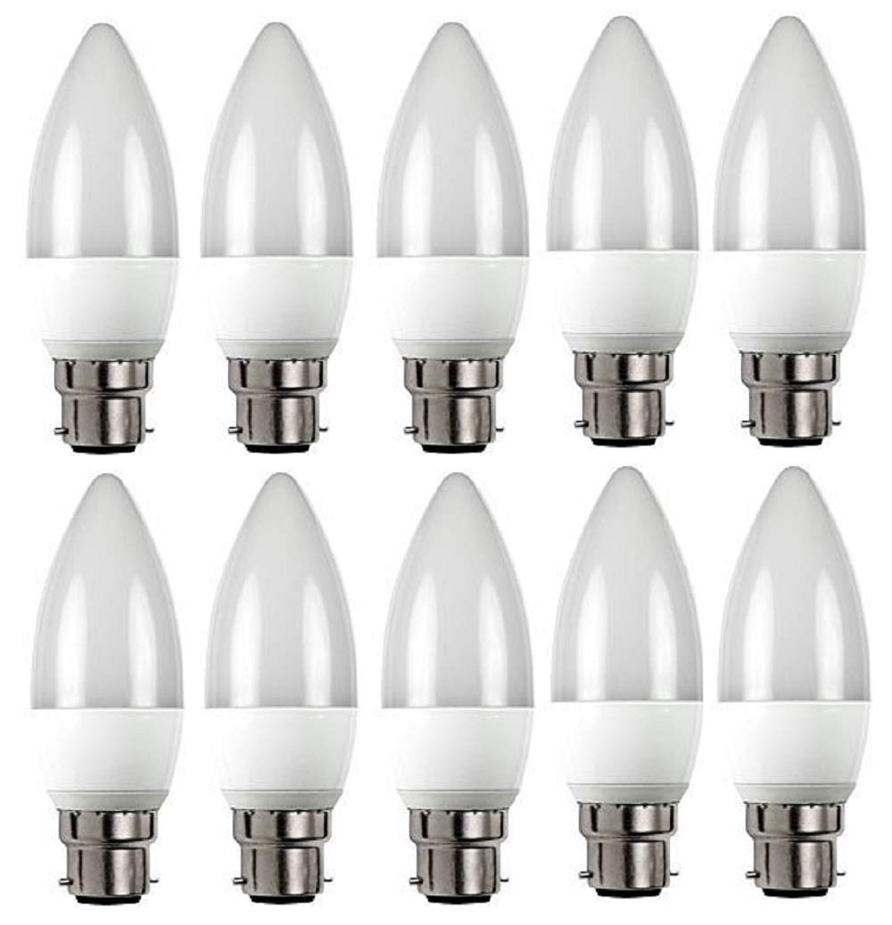 V-Tac LED 3w B22 Candle Bulbs - Pack of 10 Bulbs - B22 / BC/Standard Bayonet Cap Fittings - 3w - Cool White 6400K / 250 Lumen / 200 Degree Beam / 220-240v / Non-Dimmable / 50Hz / SKU:7231x10