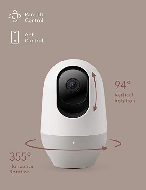 Nooie Baby Monitor WiFi Dog Pet Camera Indoor,360-degree Wireless IP Camera,1080P Home Security Camera,Motion Tracking,Night Vision,Works with Alexa