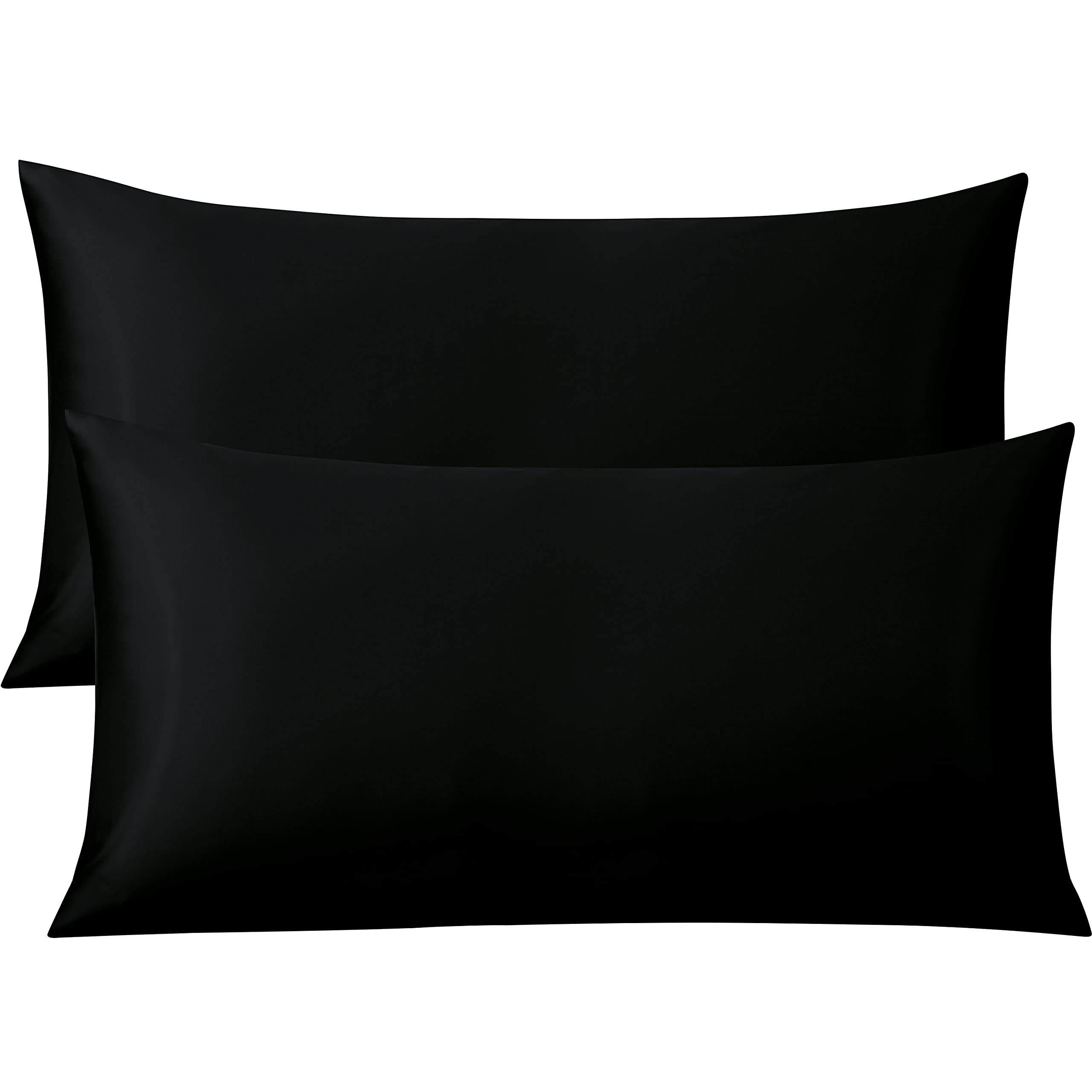 FLXXIE 500 Thread Count Egyptian Cotton Pillowcases, Super Cozy and Breathable King Pillow Cases with Envelope Closure, 50 x 90 cm, Black