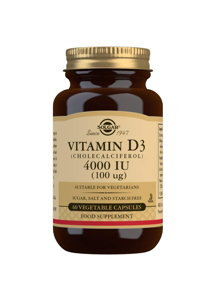 Solgar Vitamin D3 4000 IU (100 µg) Vegetable Capsules - Pack of 60 - Cholecalciferol - Keeps Bones and Teeth Healthy - Supports Muscle Function & Immunity - Vegetarian