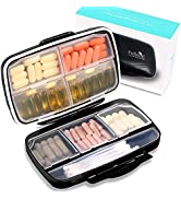 Fullicon Travel Pill Box Organiser Large Portable Medication Organiser, Oversize 8 Compartment Pill Boxes, Vitamin Travel Case Pill Holder - Airtight & Moistureproof (Black)