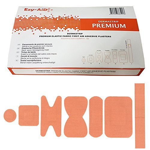 Dermastrip Premium Elastic Fabric Plasters - 7 sizes - Pack of 100 Assorted