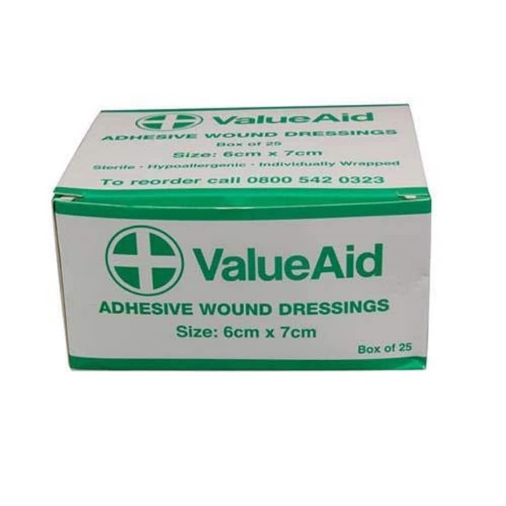 Value Aid Adhesive Wound Dressings - 6cm x 7cm - Box of 25