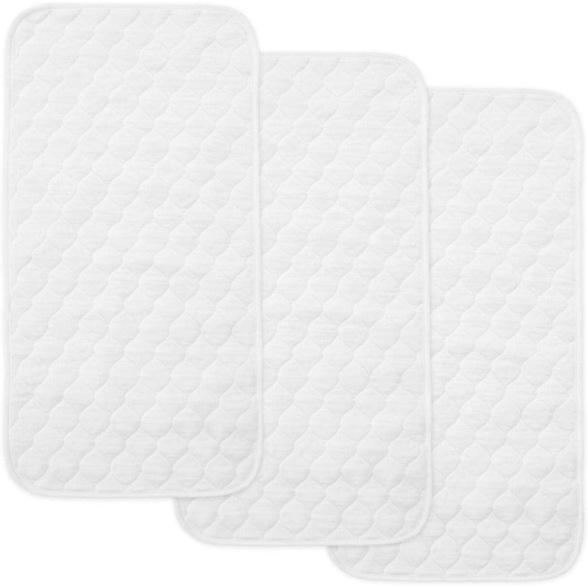 Bamboo Quilted Thicker Longer Waterproof Changing Mat Liners for Babies 3 Count by OLEH-OLEH (White)