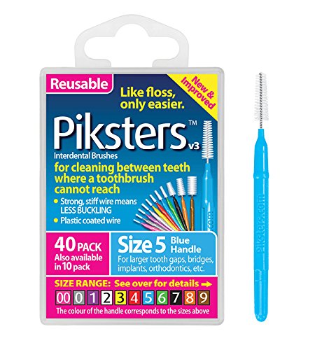 Piksters Interdental Brushes (40 Pack, Size 5 (Blue))