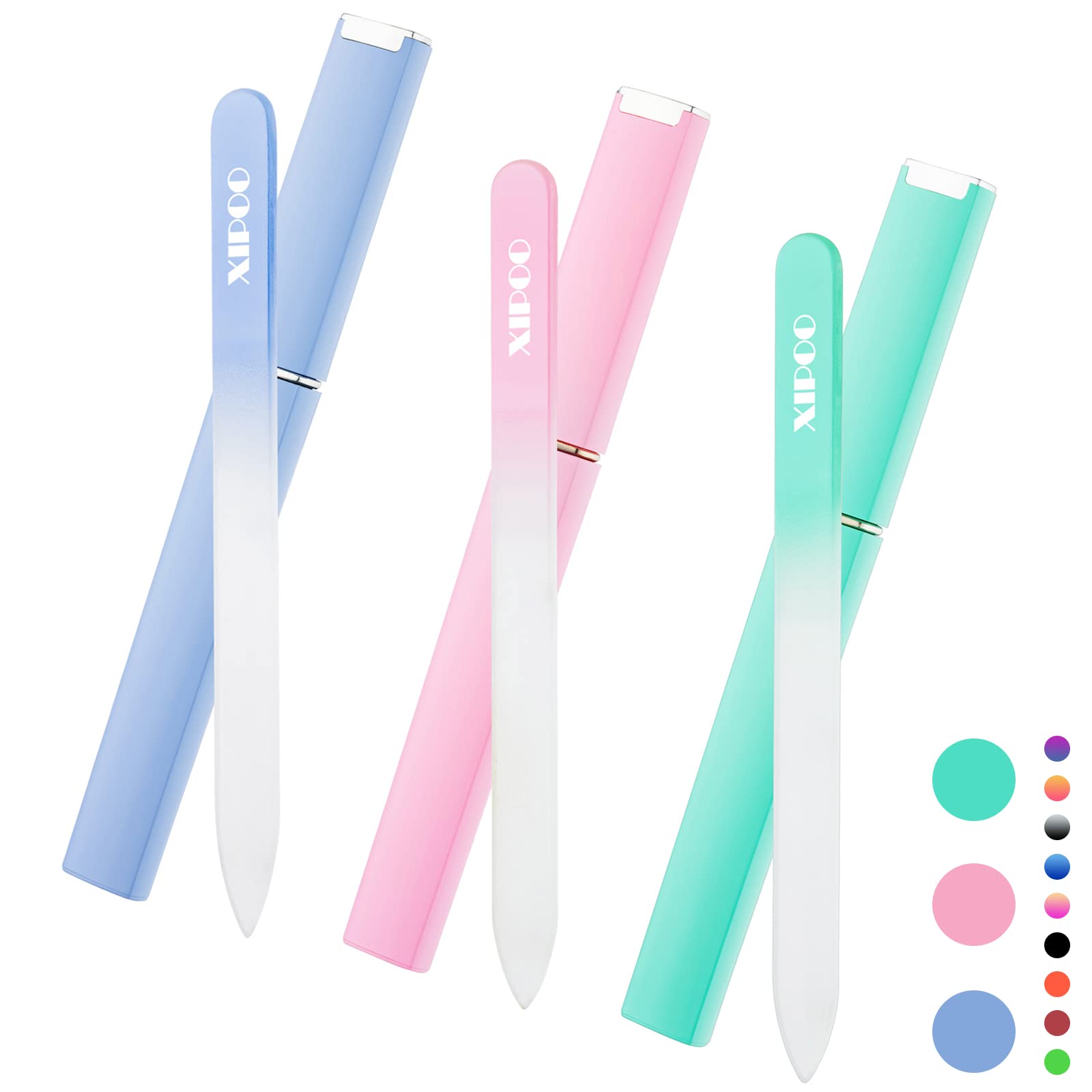 Nail File Glass Nail File 3 Pack Premium Glass Nail File with Case Crystal Nail File Professional Salon Manicure Tool for Natural Nails
