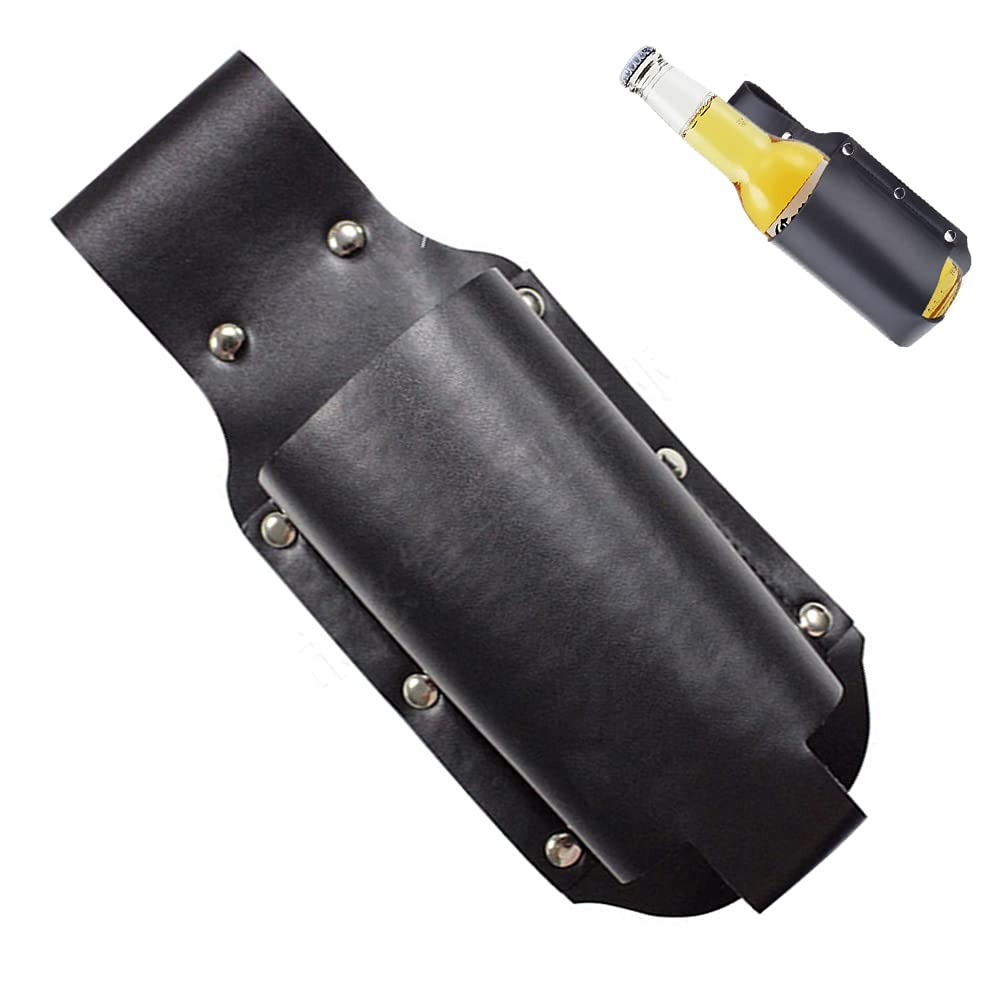PU Leather Beer Holster Portable Bottle Beer Holster Waist Belt with Adjustable Unique Gift for Men Outdoor Climbing Camping Hiking