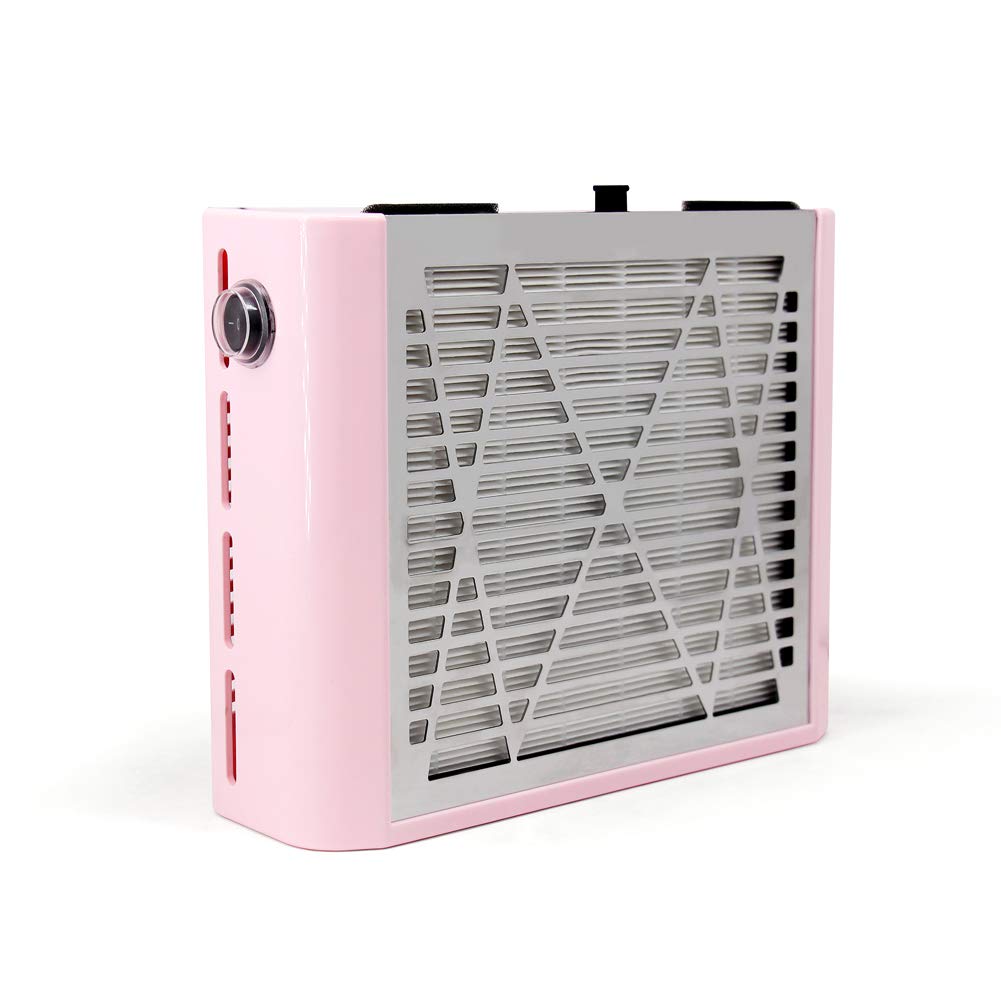 Nail Dust Collector 40W Professional Nail Vacuum Dust Extractor Suction Fan Manicure Machine for Acrylic Nails Removal, Pink