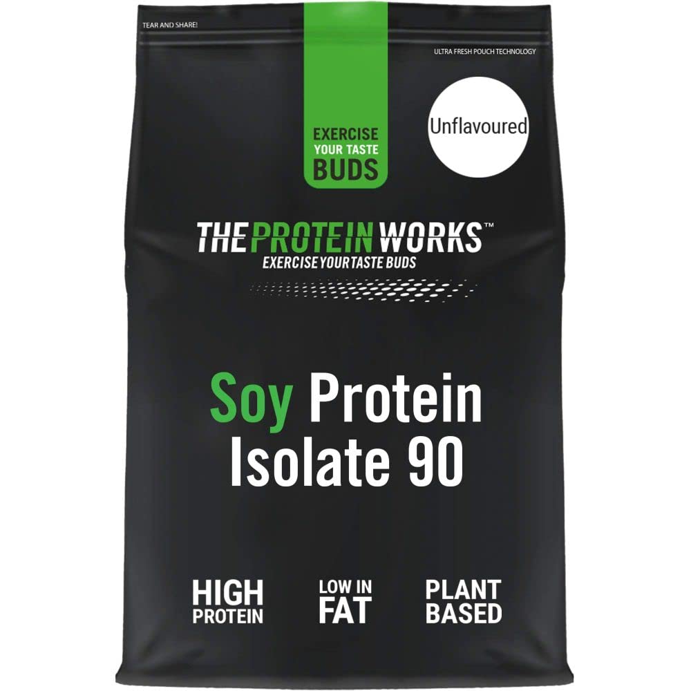 Soy Protein 90 (Isolate) Protein Powder | 100% Plant-Based | Low Fat | No Added Sugar | Gluten-Free | Protein Works | Unflavoured | 500 g