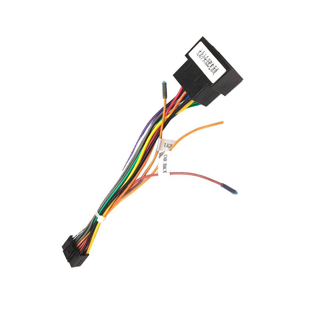 16 Pin to ISO Adapter Cable for Android Car Stereo ISO Standard Socket with Steering Wheel Control Lines and Reverse Control Line Wiring Harness