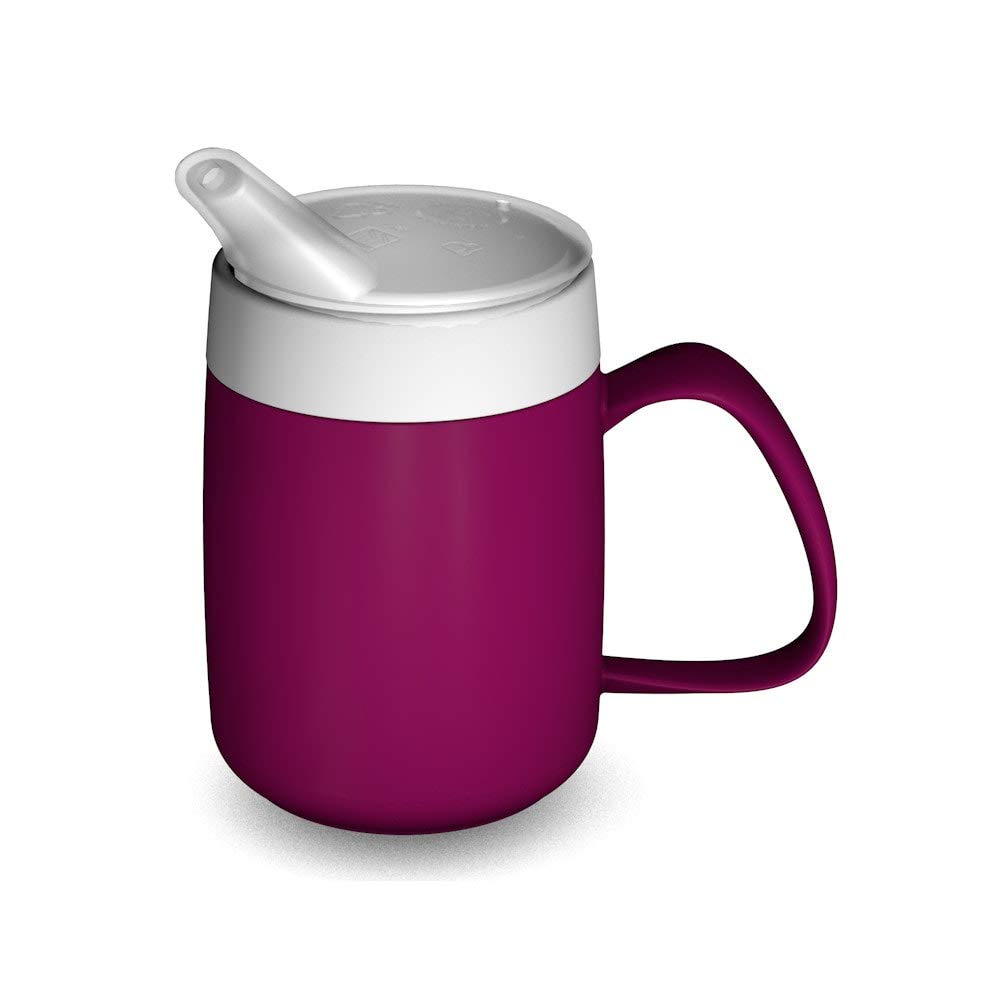 Ornamin Mug with Internal Cone 140 ml Blackberry with Spouted Lid with small opening (model 207 + 806) | drinking aid, thermo mug, feeding cup