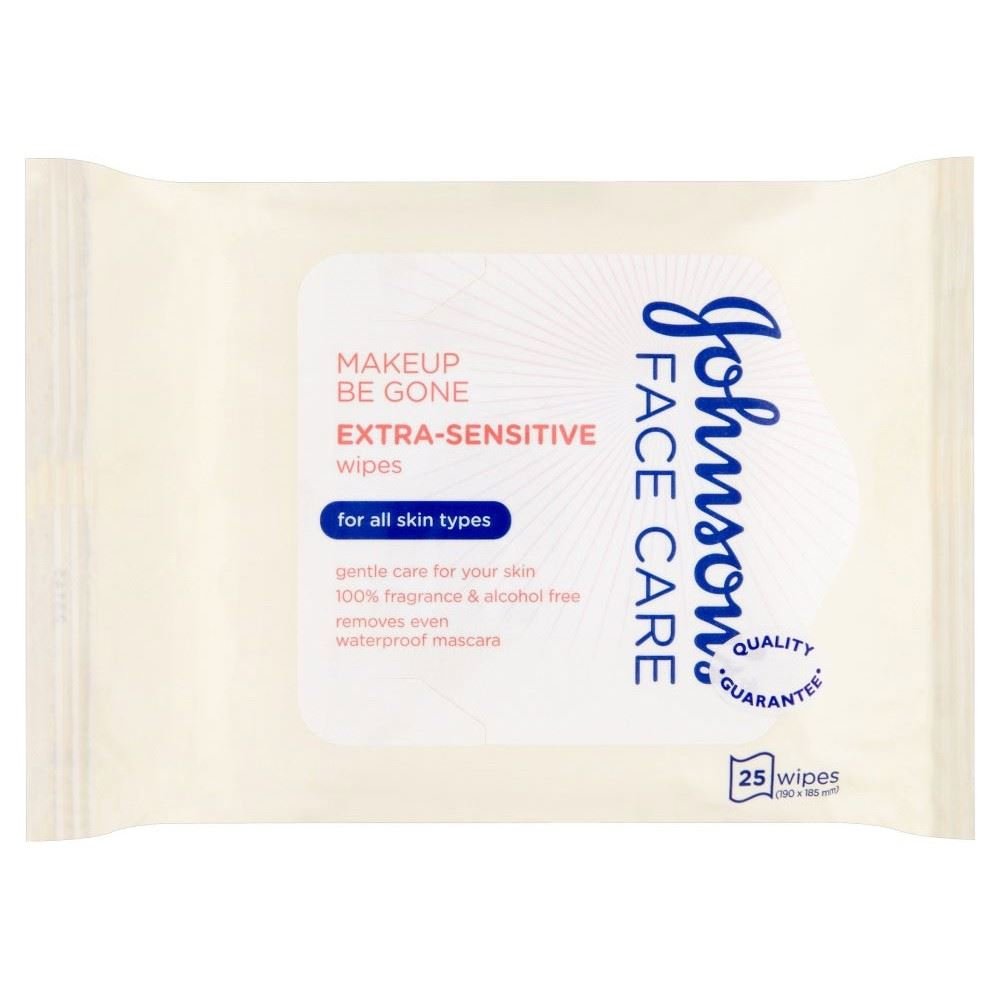 Johnson's Face Care Makeup Be Gone Extra Sensitive Wipes (25) - Pack of 6