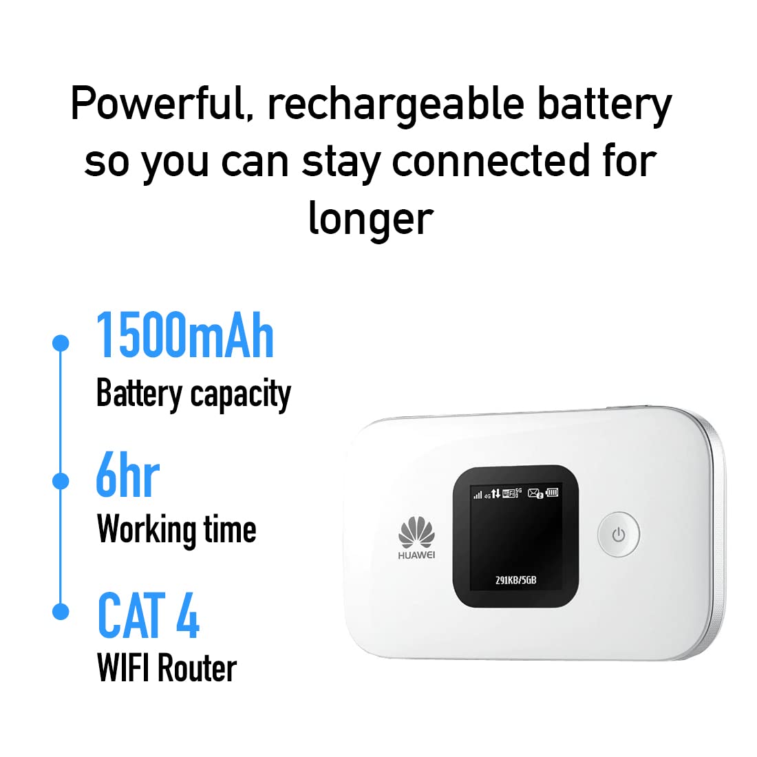 Huawei E5577 White 4G Low-cost Travel Wi-Fi, Super-Fast Portable Mobile Wi-Fi Hotspot – Long-lasting Battery