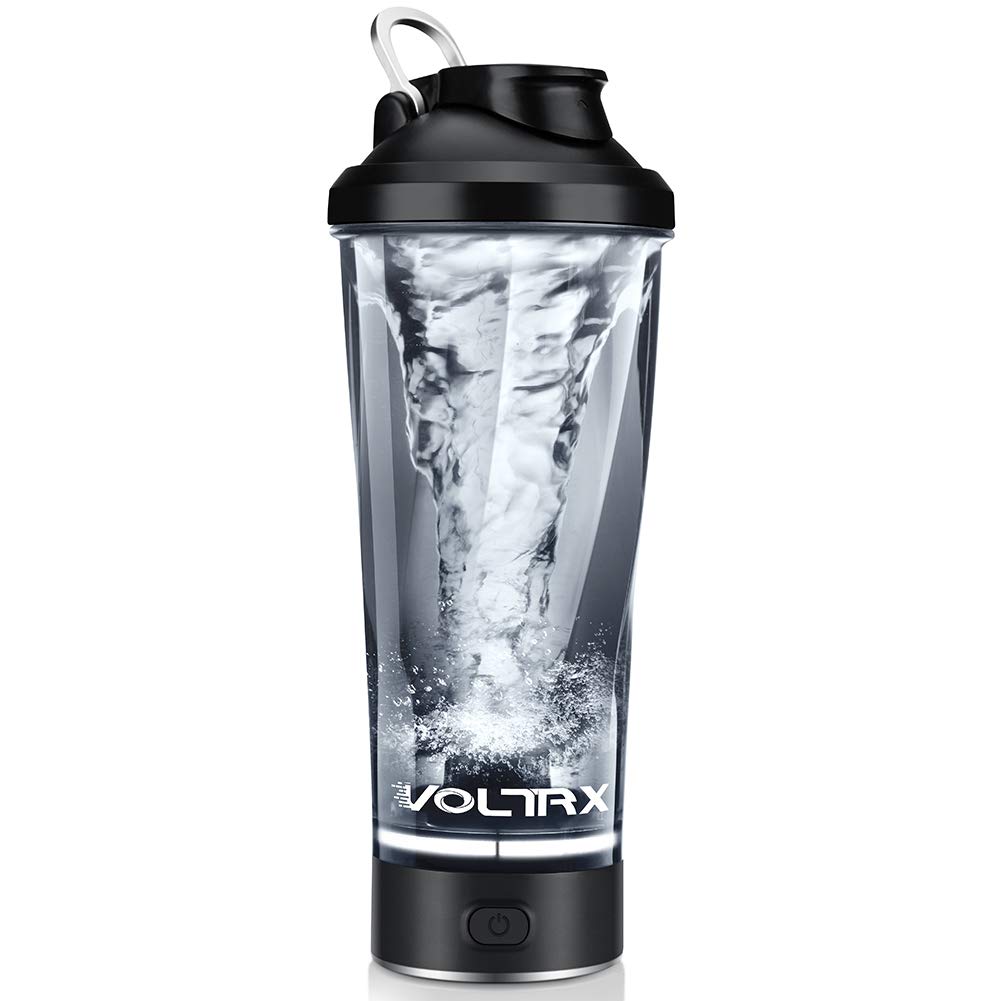 VOLTRX Premium Electric Protein Shaker Bottle, Made with Tritan - BPA Free - 600ml Vortex Portable Mixer Cup, USB C Rechargeable Shaker Cups for Protein Shakes (Black)