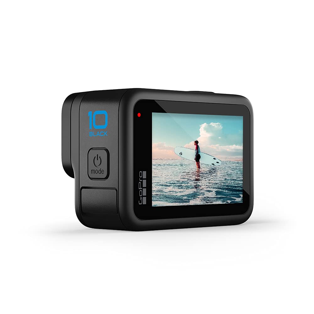 GoPro HERO10 Black - Waterproof Action Camera with Front LCD and Touch Rear Screens, 5.3K60 Ultra HD Video, 23MP Photos, 1080p Live Streaming, Webcam, Stabilization