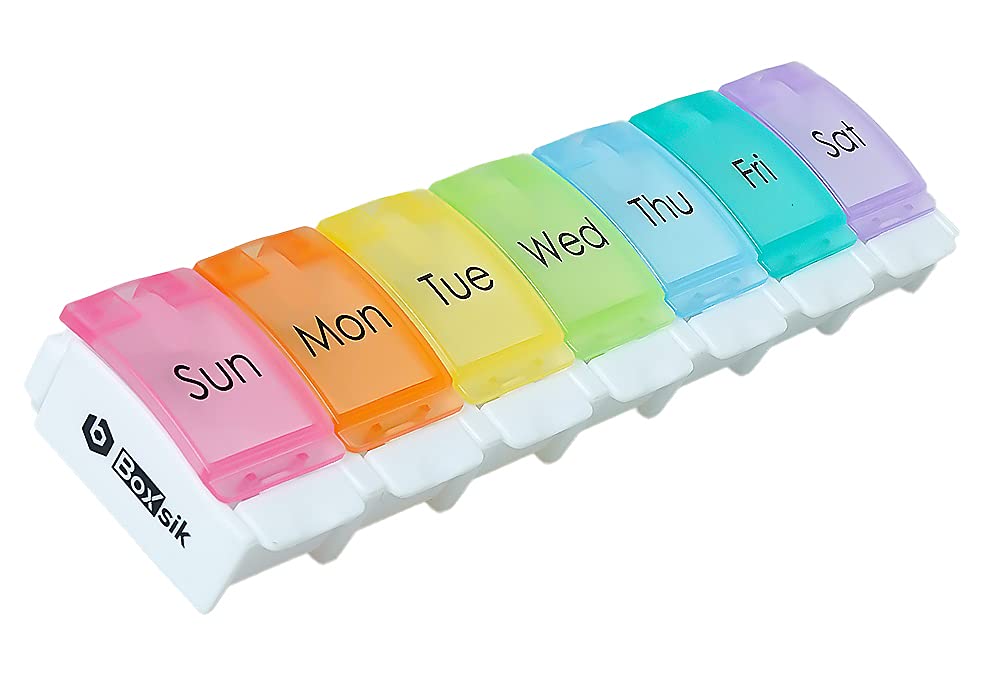 Pill Box 7 Day 1 Times a Day – Weekly Pill Organiser, Medicine Storage Box for Vitamins, Supplements, and Medication for Travel – Premium Quality Food Grade Material