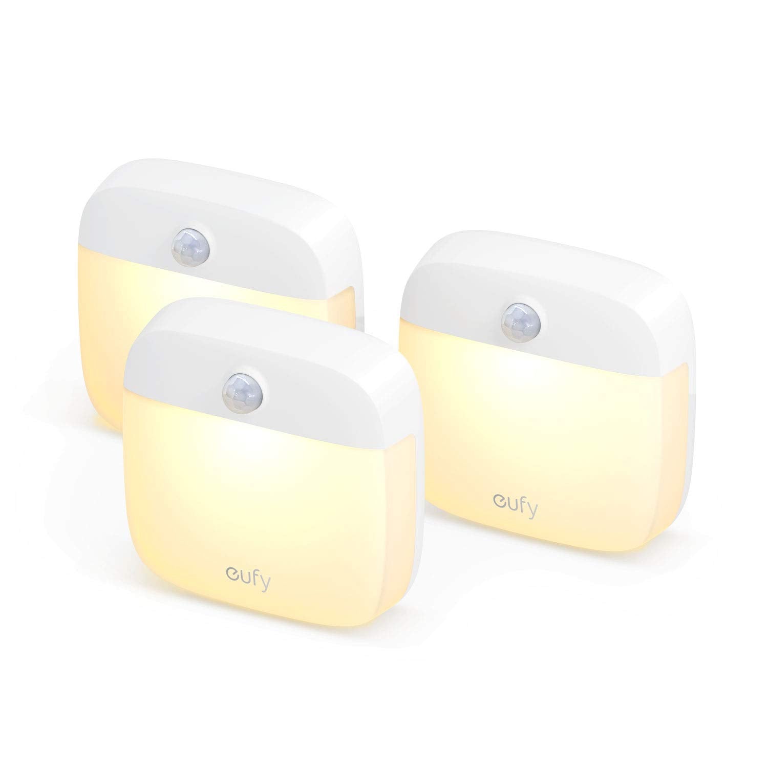 eufy by Anker, Lumi Stick-On Night Light, 2nd Generation Warm White LED, Motion Sensor, Bedroom, Bathroom, Kitchen, Hallway, Stairs, Energy Efficient, Compact, 3-pack