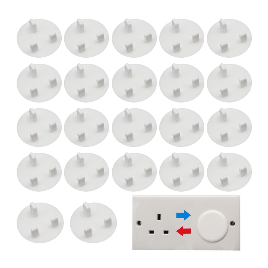 24 Pieces White Plug Socket Covers UK Safety Socket Covers Electrical Outlet Socket Protectors Socket Caps, Perfect for Children Safety at Home and School