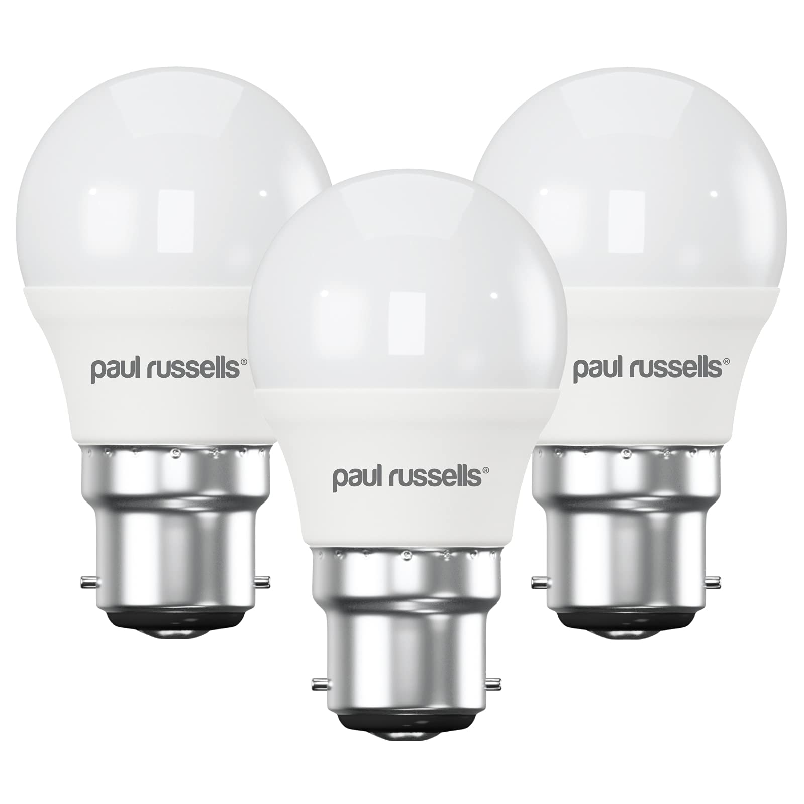 paul russells LED Light Bulb Bayonet Cap B22, 40w Incandescent Bulbs Equivalent, 5.5W 470LM LED Bulbs, 2700K Warm White, Round Frosted G45 BC Golf Ball Energy Saving Mini Globe Lamp Bulbs, Pack of 3