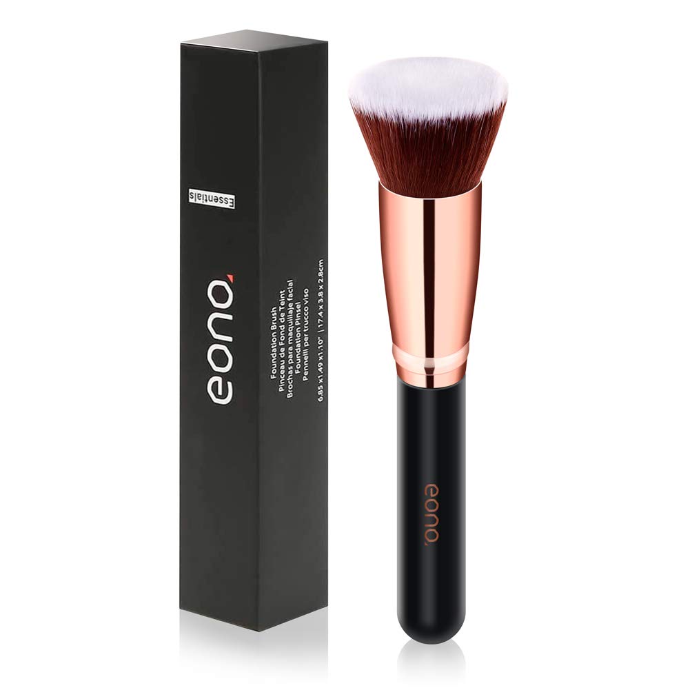 Amazon Brand - Eono Foundation Brush Flat Top Kabuki Face Makeup Brushes, Perfect for Blending Liquid Cream or Flawless Powder Cosmetics -Concealer, Buffing, Stippling