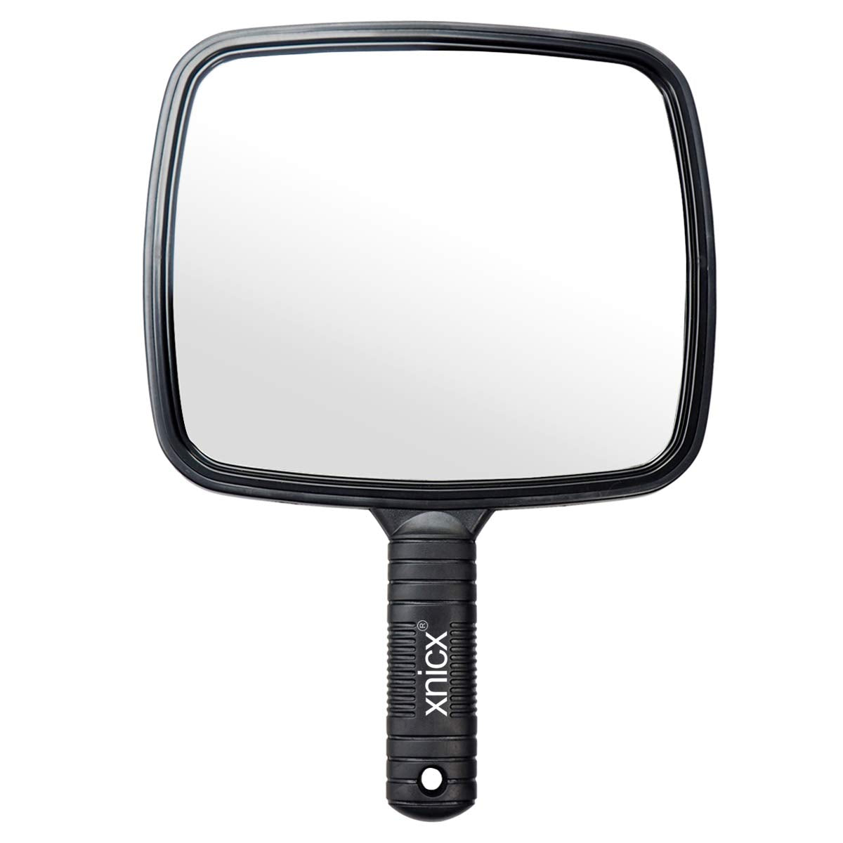 xnicx Hairdressing Hand Mirror Professional Hand Held Mirror Salon Barbers Hairdressers Paddle Mirror Tool with Handle Black