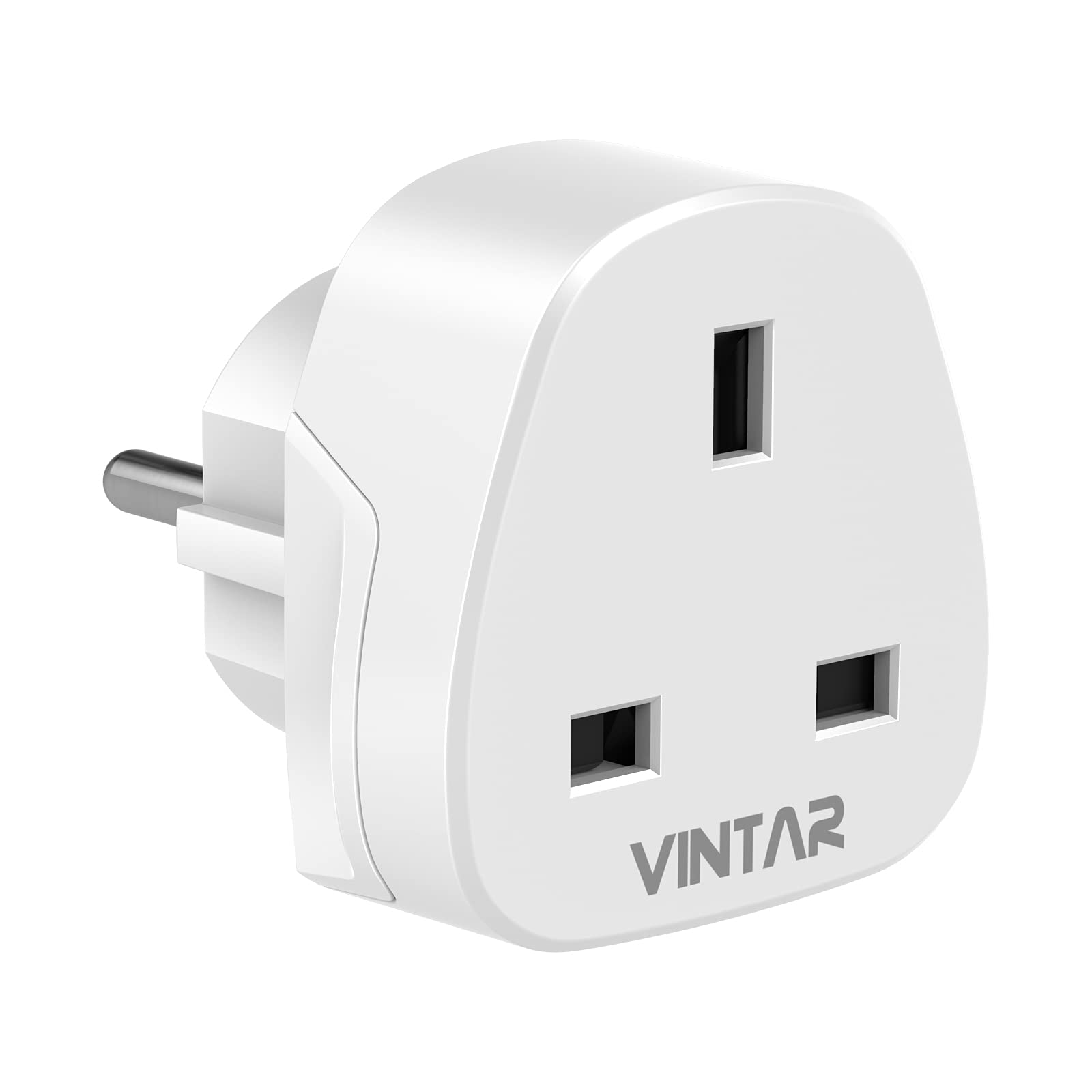 VINTAR UK to European Plug Adapter Round 3 Pin to 2 Pin Type G to Type C,E,F for Spain, France,Netherlands, Greece, Germany and Asia[1-packs]