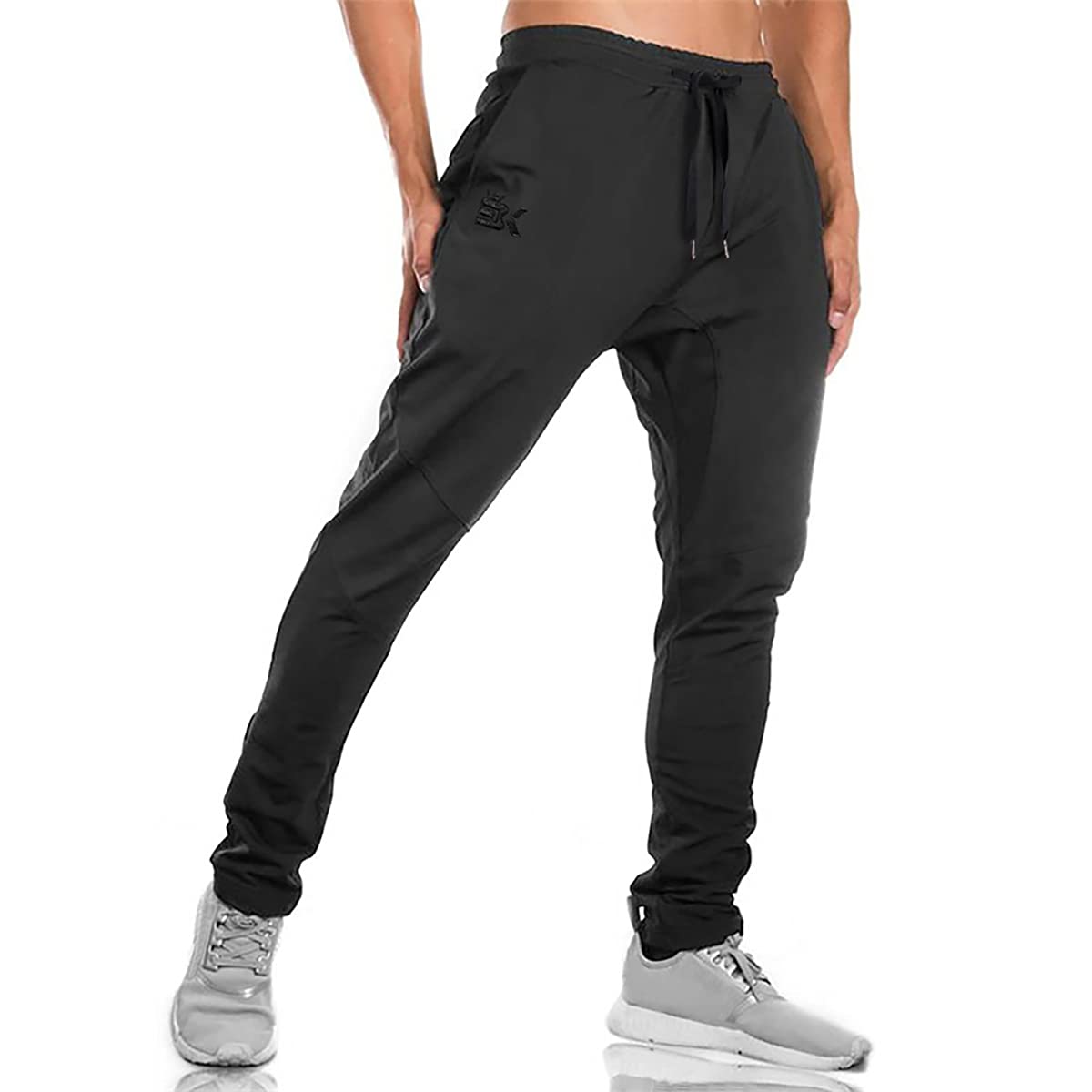 BROKIG Mens Gym Joggers Sweatpants, Causal Slim Fit Running Trousers Tracksuit Jogging Bottoms with Double Pockets