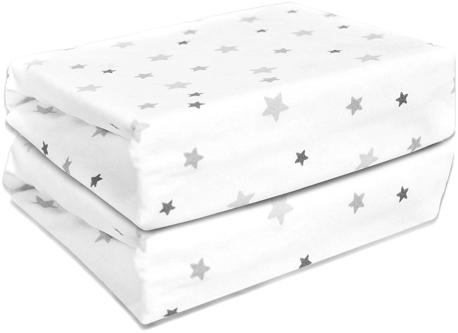 100% Organic Jersey Cotton Compatible with Next 2 Me Crib Baby Fitted Sheets Universal for Bedside Crib 2 Pack Stars
