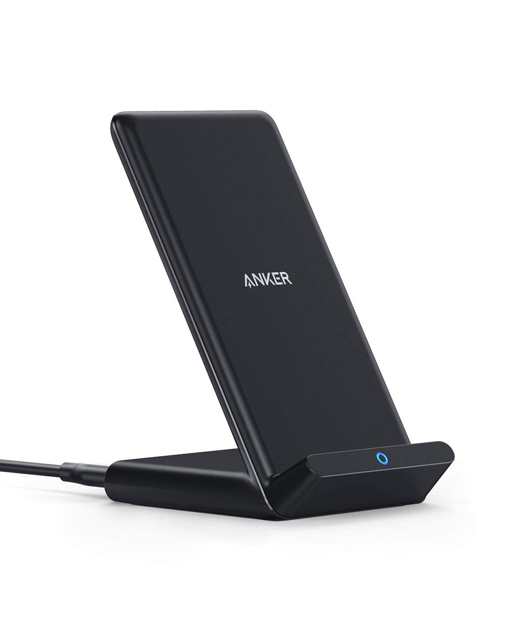 Anker Wireless Charger, PowerWave Stand, Qi-Certified for iPhone 12, 12 Pro Max, SE, 11, 11 Pro, 11 Pro Max, XR, Xs Max, 10W Fast-Charging Galaxy S20 S10 S9 S8, Note 10 (No AC Adapter)