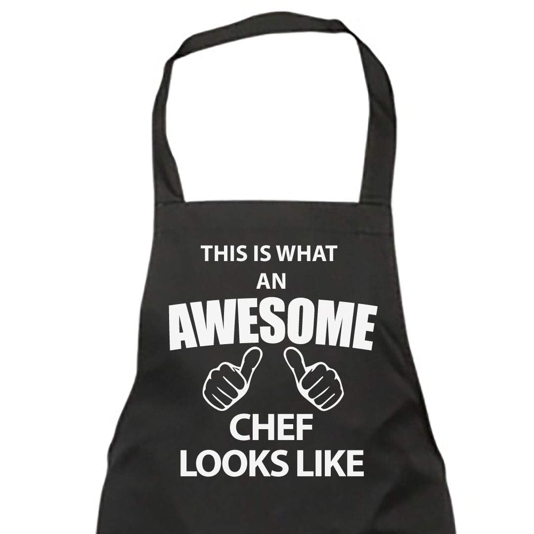 This is What an Awesome Chef Looks Like Black Apron Novelty Gift Chef House Warming Kitchen Present Mothers Day