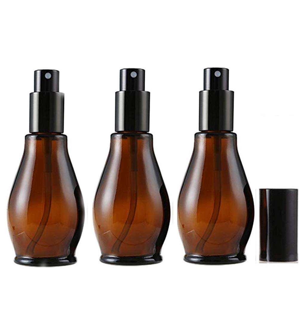VASANA 30ML Amber Glass Spray Bottle with Fine Mist Sprayers and Anti-Dust Cap for Cosmetic Cleaning Aromatherapy Essential Oil Diffuser Massage - Pack of 3