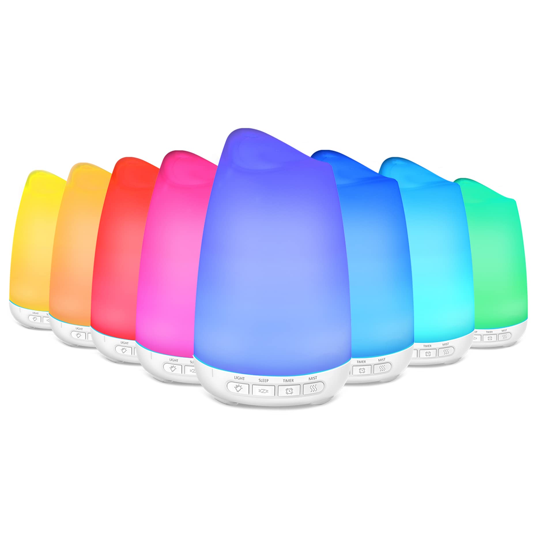 ZubuFitd 150ml Essential Oil Diffusers, Aromatherapy Diffusers with 8 Colorful LED Lights, 21dB Silent Sleep Mode, BPA-Free, Waterless Auto Shut-off Diffuser Humidifiers for Bedroom, Home (White)