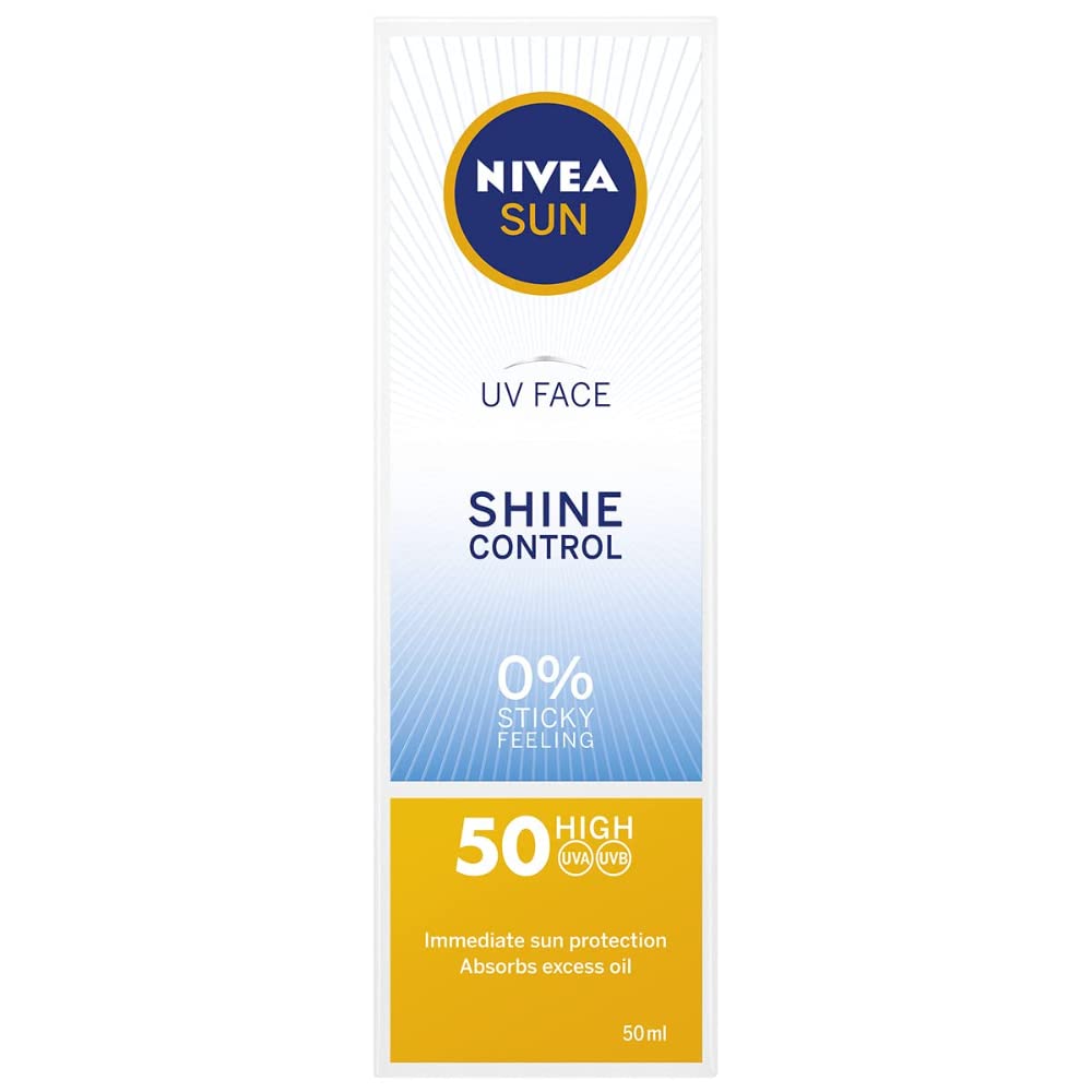 NIVEA UV Face Shine Control SPF50 (50ml), Face Sun Cream, UV Face Cream, Moisturising Cream with SPF50 for Daily Use, Sunscreen for Immediate UVA/UVB Protection