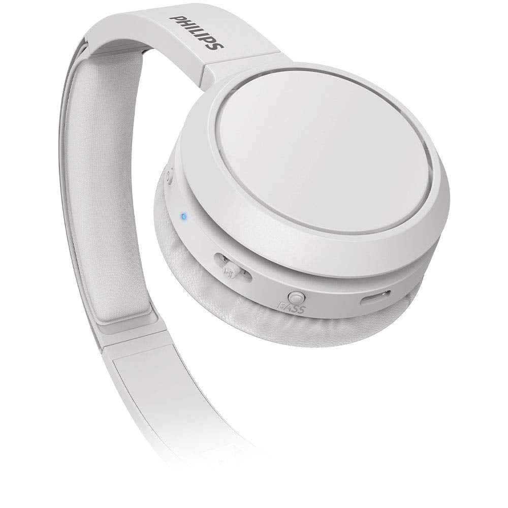 Philips On-Ear Headphones H4205WT/00 with Bass Boost Button (Bluetooth, 29 Hours' Playback Time, Quick Charging Feature, Noise Isolating, Flat Folding), Matte White