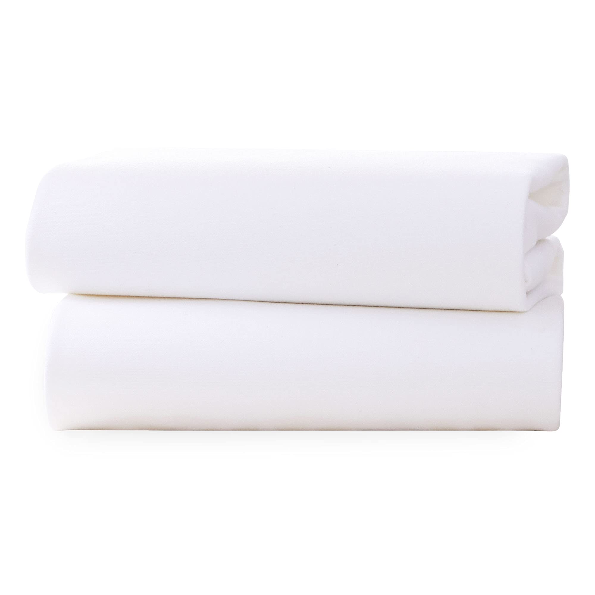 Clair de Lune Cot Fitted Sheets 120 x 60 cm 100% Soft Cotton Jersey (White, Pack of 2)
