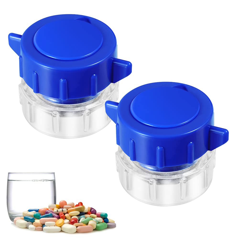 2 Pack Pill Grinder,Pill Pulverizer Tablet Grinder Medicine Splitter Powder Crusher and Storage Box