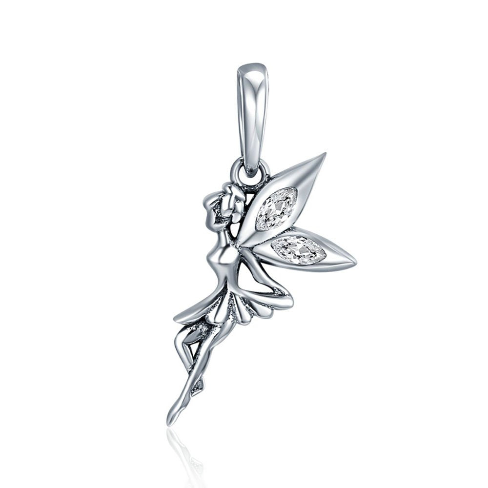 Jewellbox Disney Tinkerbell Flower Fairy Pendant - 925 Sterling Silver Necklace Pendant - Birthday Anniversary Wedding Gift for Women - Ladies Charms Elf Pendant