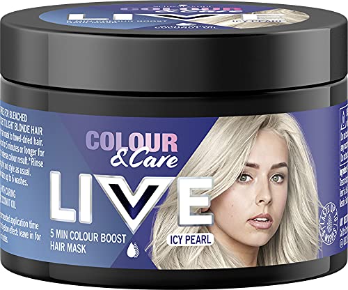 Schwarzkopf LIVE Colour & Care Hair Mask, 5 Minute Wash Out Temporary Colour Boost, Lasts up to 6 Washes- Icy Pearl, 150ml