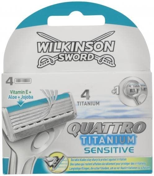 Wilkinson Sword Quattro Titanium Sensitive Blades Titanium Sensitive. 4 Piece 4 pieces.
