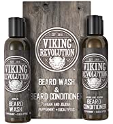 Viking Revolution Beard Brush For Men & Beard Comb - Natural Boar Bristle Brush And Dual Action Pear Wood Beard Combs For Men With Velvet Travel Pouch - Great Gifts For Men