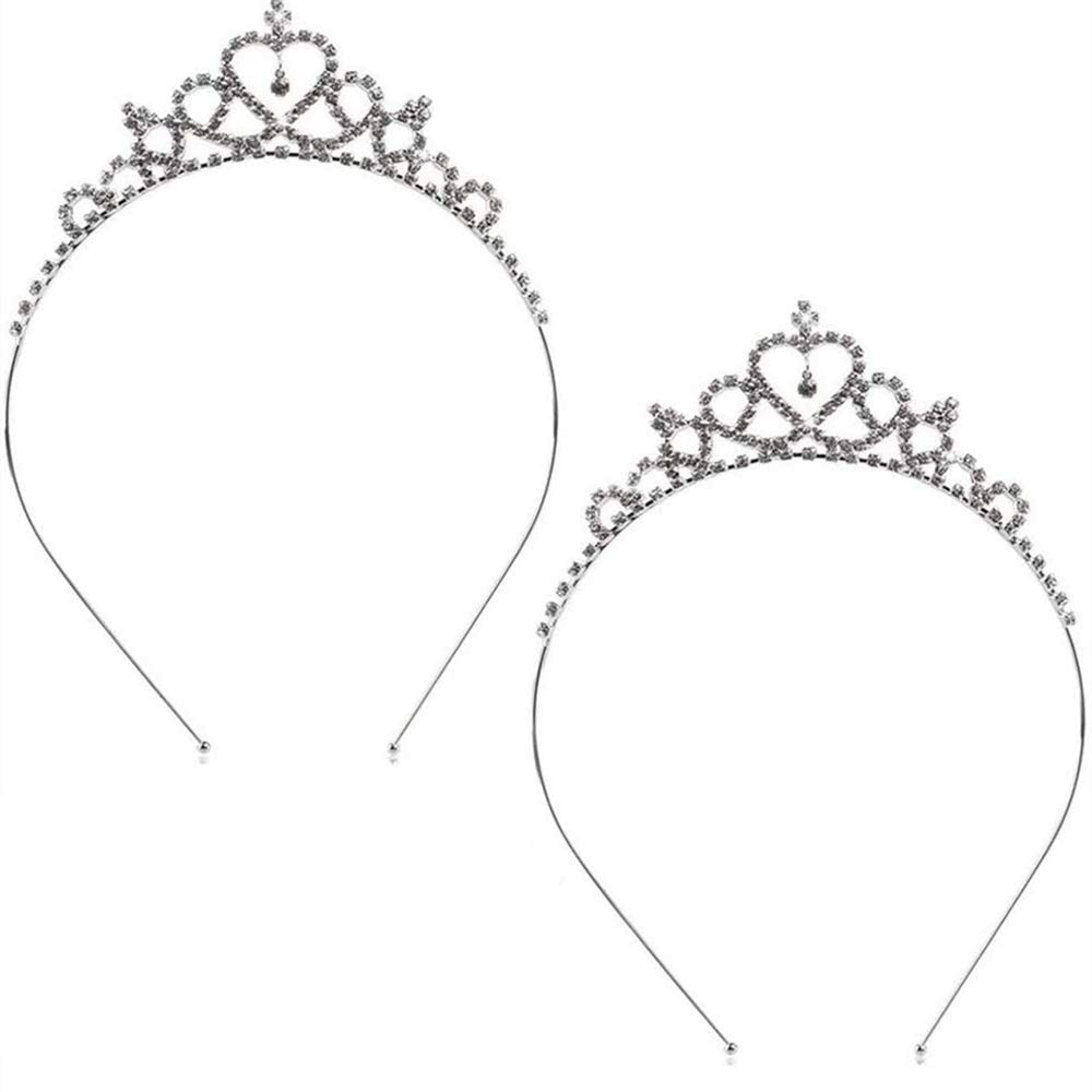 2 Pcs Rhinestone Princess Crown Headband Hair Hoops Bridal Hairbands Tiara Party Headwear Wedding Hair Accessories for Bride, Bridesmaid, Princess, Girl